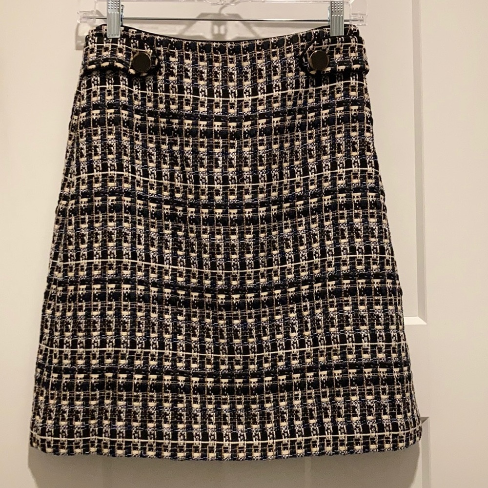 Tweed Skirt ,size-0, Lined,Black/Navy/